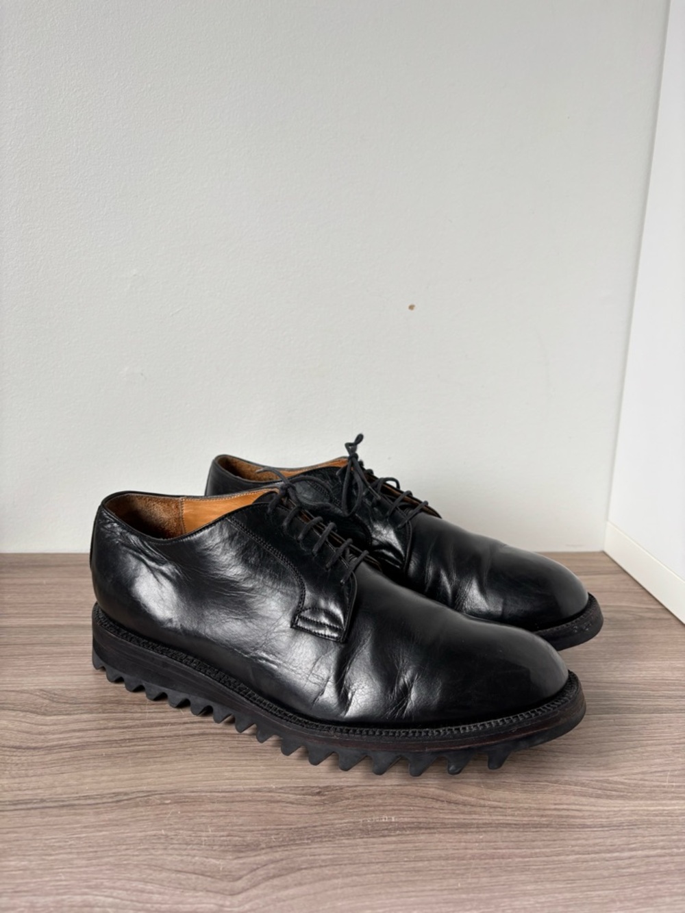 Yuketen Derby Ripple Sole Black Leather Men's Shoes Authentic Sz 10 US Authentic